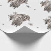 Zwarte en witte Waterverf Owl Winter Snowflakes Cadeaupapier (Hoek)