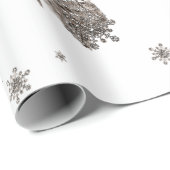 Zwarte en witte Waterverf Owl Winter Snowflakes Cadeaupapier (Rol Hoek)