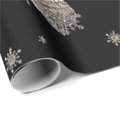 Zwarte en witte Waterverf Owl Winter Snowflakes Cadeaupapier (Rol Hoek)