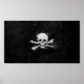 Zwarte en witte Waterverf Pirate Skull Flag Poster (Voorkant)