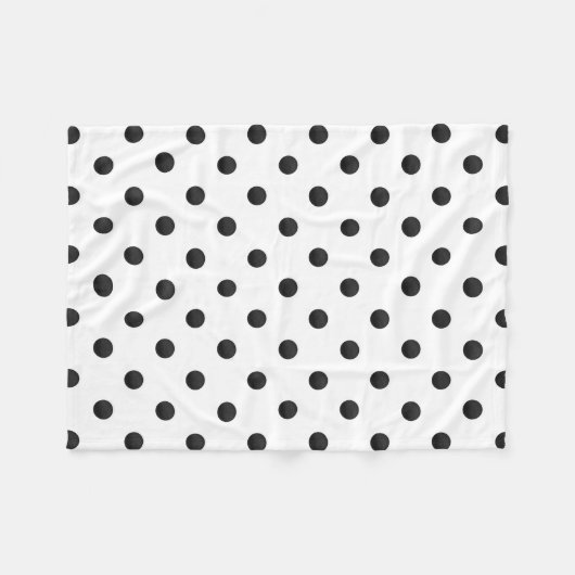 Zwarte en witte Waterverf Polka Dots Fleece Deken (Voorkant (Horizontaal))