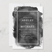 Zwarte en witte Waterverf Splash Modern Wedding Kaart (Voorkant)