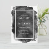 Zwarte en witte Waterverf Splash Modern Wedding Kaart (Staand voorkant)