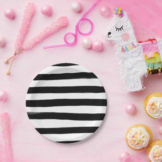 Zwarte en witte Waterverf Stripe Bord (Feest)