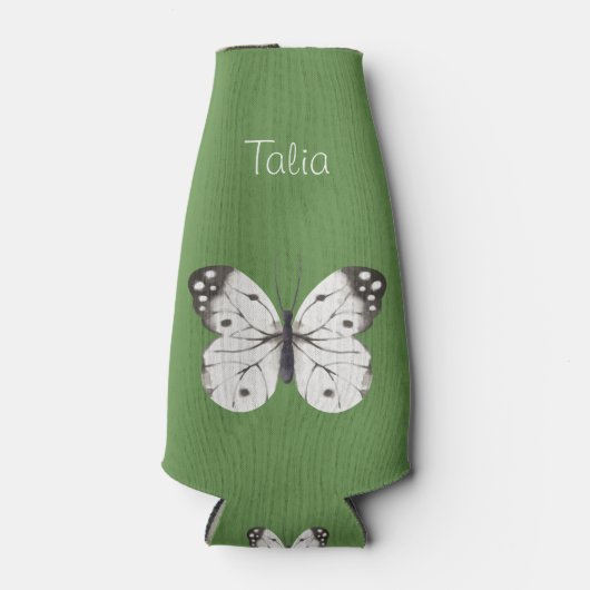 Zwarte en witte Waterverf vlinder Flesjeskoeler (Voorkant)