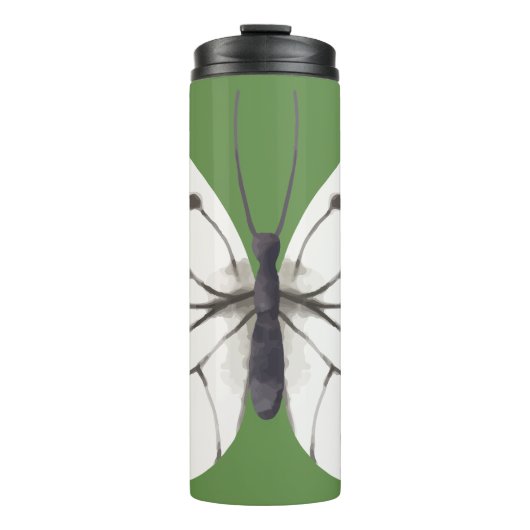 Zwarte en witte Waterverf vlinder Thermosbeker (Voorkant)