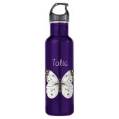 Zwarte en witte Waterverf vlinder Waterfles (Voorkant)