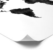 Zwarte en witte Waterverf Wereldkaart Poster (Hoek)