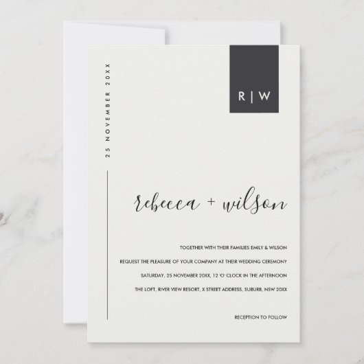 ZWARTE EN WITTE WEDDENDE ONTVANGST DIE GOED WIL KAART (Voorkant)