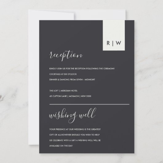 ZWARTE EN WITTE WEDDENDE ONTVANGST DIE GOED WIL KAART (Achterkant)