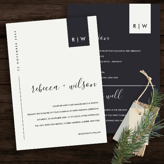 ZWARTE EN WITTE WEDDENDE ONTVANGST DIE GOED WIL KAART