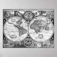 Zwarte en witte Wereldkaart (1626)