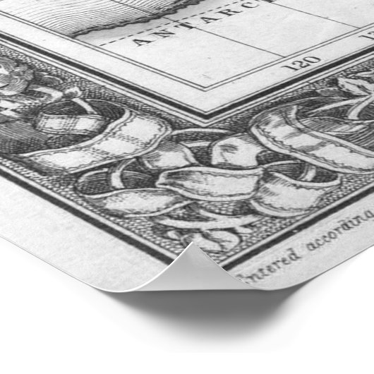 Zwarte en witte Wereldkaart (1864) Poster (Hoek)