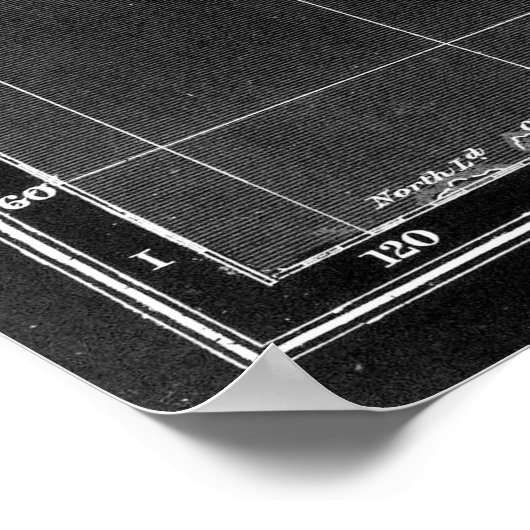 Zwarte en witte Wereldkaart (1892) Omgekeerd Poster (Hoek)