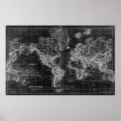 Zwarte en witte Wereldkaart (1892) Omgekeerd Poster (Voorkant)
