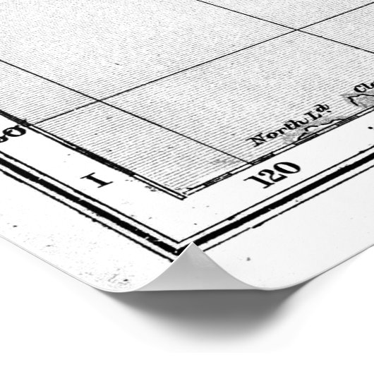 Zwarte en witte Wereldkaart (1892) Poster (Hoek)