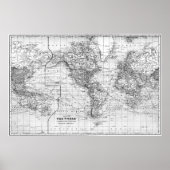 Zwarte en witte Wereldkaart (1901) Poster (Voorkant)