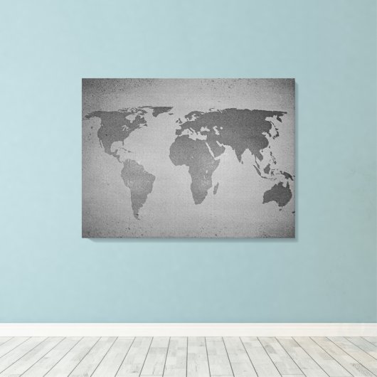  zwarte en witte wereldkaart canvas afdruk (Insitu (Houten vloer))