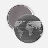 Zwarte en witte wereldkaart magneet (Voorkant / Achterkant)