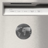 Zwarte en witte wereldkaart magneet (Insitu (Vaatwasser))