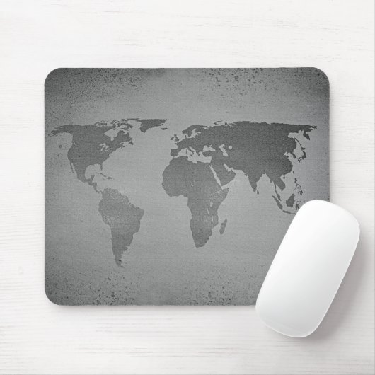  zwarte en witte wereldkaart muismat (Met muis)