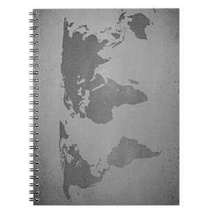 zwarte en witte wereldkaart notitieboek