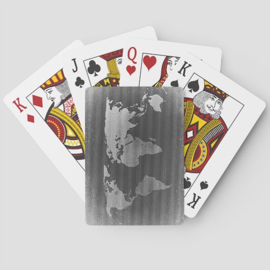Zwarte en witte wereldkaart pokerkaarten (Achterkant)
