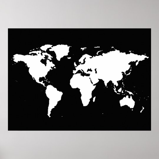 Kiezen Internationale behuizing zwarte en witte wereldkaart poster | Zazzle.nl
