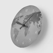  zwarte en witte wereldkaart ronde klok (Hoek)