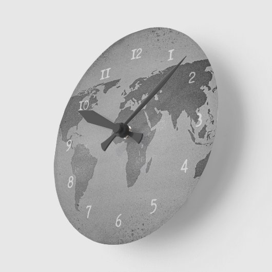  zwarte en witte wereldkaart ronde klok (Hoek)