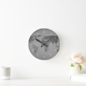  zwarte en witte wereldkaart ronde klok (Huis)