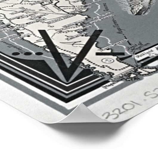 Zwarte en witte Wereldkaart Totale oorlogskaart Poster (Hoek)