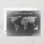 Zwarte en witte wereldkaart, wou dat je hier was briefkaart (Voorkant / Achterkant)