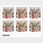 Zwarte en witte whiskers vierkante sticker (Vel)