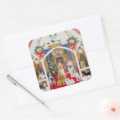 Zwarte en witte whiskers vierkante sticker (Envelop)