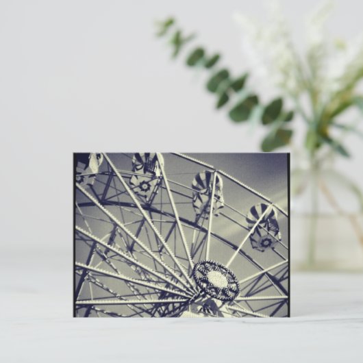 Zwarte en witte wiel briefkaart (Staand voorkant)