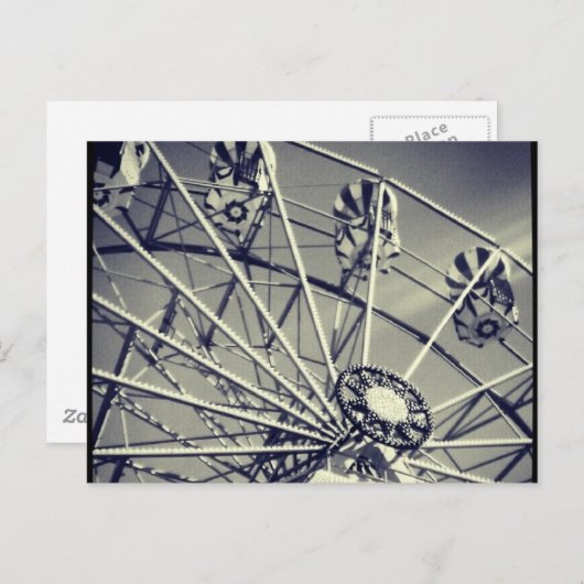 Zwarte en witte wiel briefkaart (Voorkant / Achterkant)