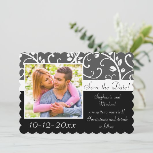 Zwarte en Witte Wijnen Foto opslaan Datum Kaart (Staand voorkant)