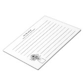 Zwarte en witte wilde bloem van het bureau van Lin Notitieblok (Schuin)