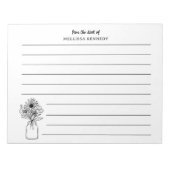 Zwarte en witte wilde bloem van het bureau van Lin Notitieblok (Voorkant)