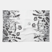 Zwarte en witte wilde bloemen theedoek (Horizontaal)