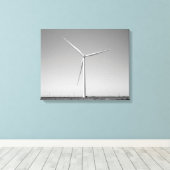 Zwarte en witte windturbine in Oklahoma 16 x 20 Canvas Afdruk (Insitu (Houten vloer))