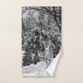 Zwarte en Witte Winter Wonderland met Deer Bad Handdoek (Handdoek)