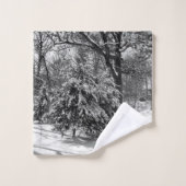 Zwarte en Witte Winter Wonderland met Deer Bad Handdoek (Wasdoekje)