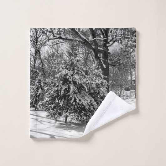 Zwarte en Witte Winter Wonderland met Deer Bad Handdoek (Wasdoekje)