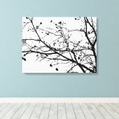 Zwarte en witte winterboom canvas afdruk (Insitu (Houten vloer))