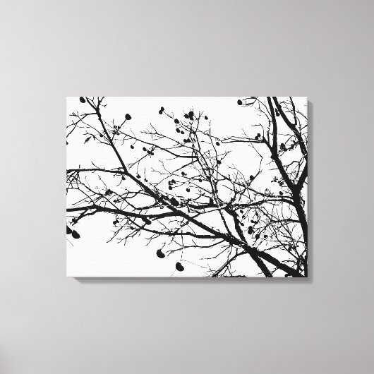 Zwarte en witte winterboom canvas afdruk (Voorkant)