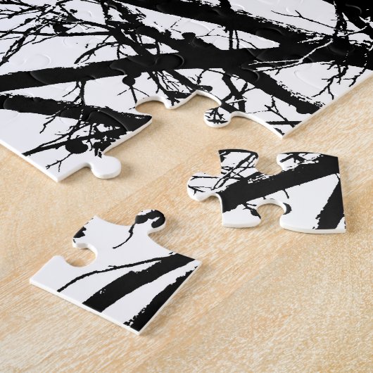 Zwarte en witte winterboom legpuzzel (Zijkant)
