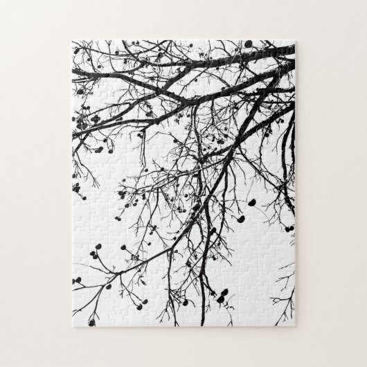Zwarte en witte winterboom legpuzzel (Verticaal)