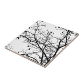 Zwarte en witte winterboom tegeltje (Zijkant)